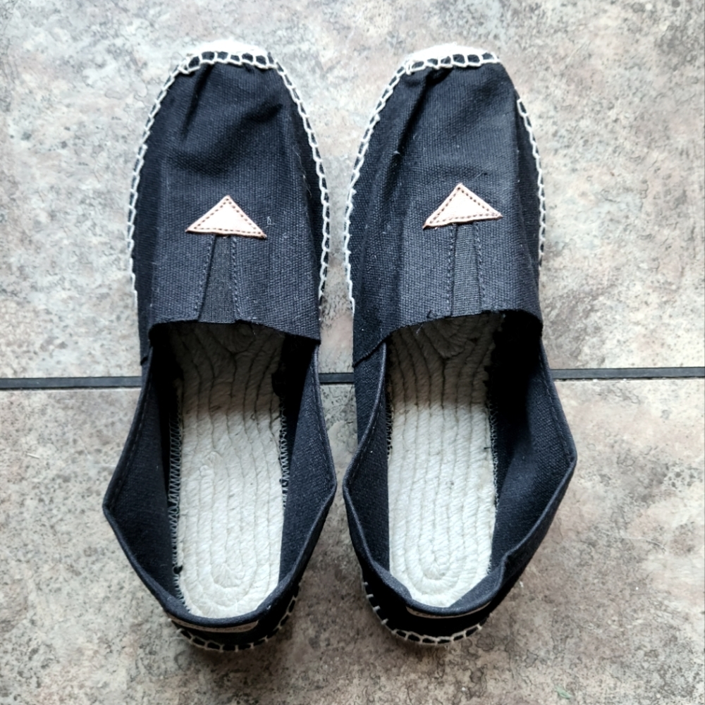 Cousu Main black espadrilles 40 BNWOT